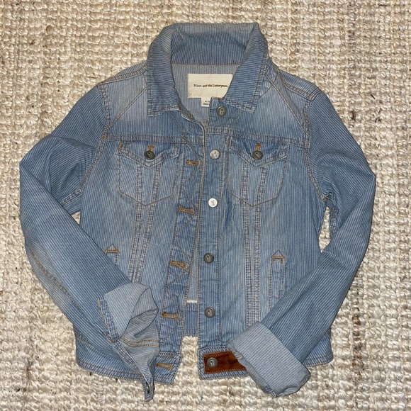 Anthropologie Striped Denim Jean Jacket